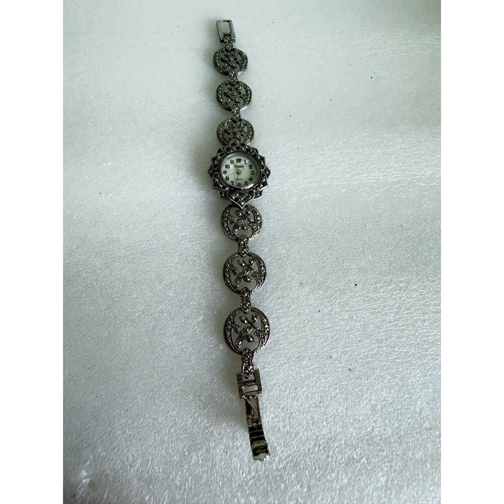 Vintage 1990s Xanadu Marcasite Style Quartz Bracelet Watch Silver Tone Vintage - Picture 3 of 8
